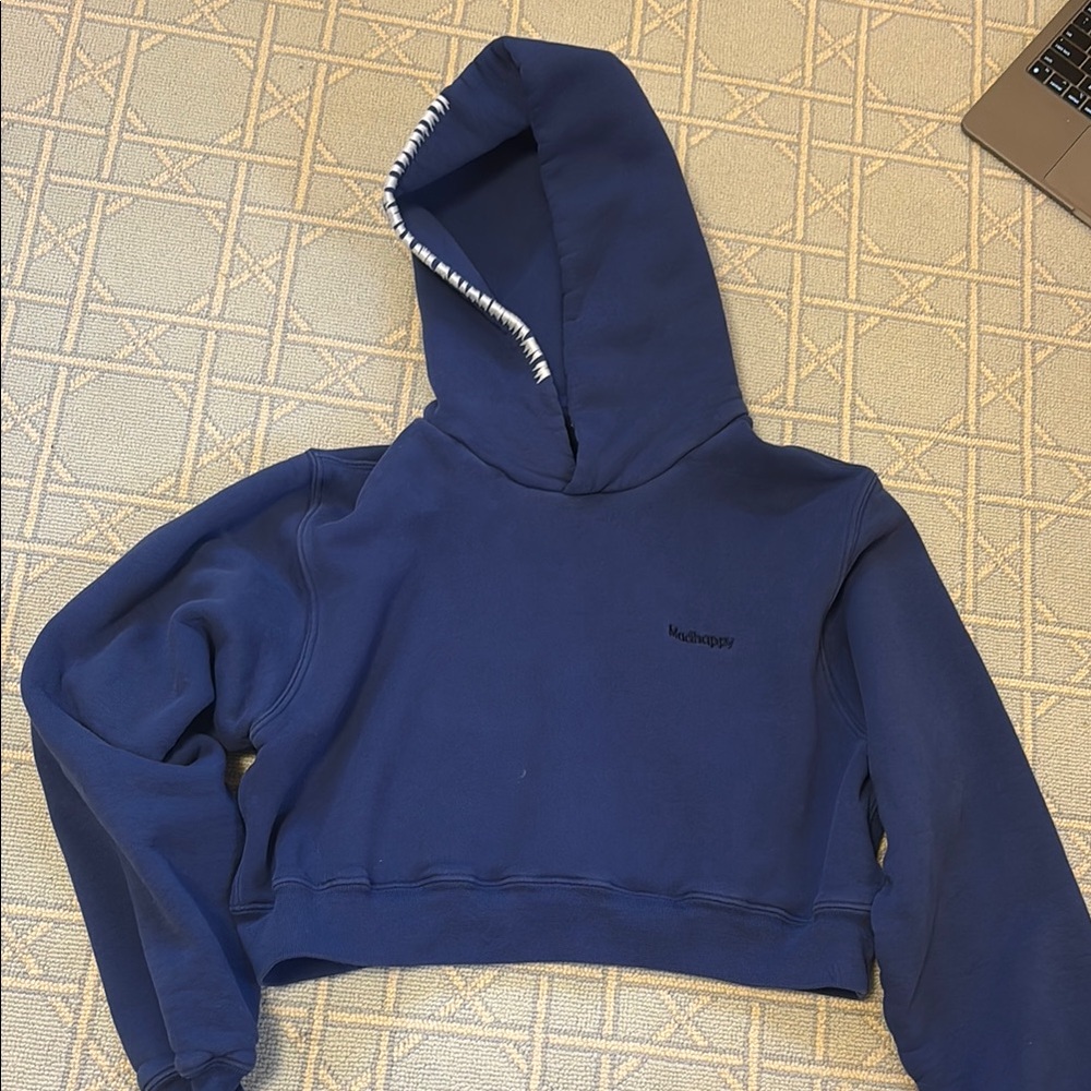 Navy Blue MadHappy Cropped Hoodie